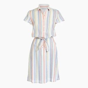 J.Crew Rainbow seersucker collared tie-front dress